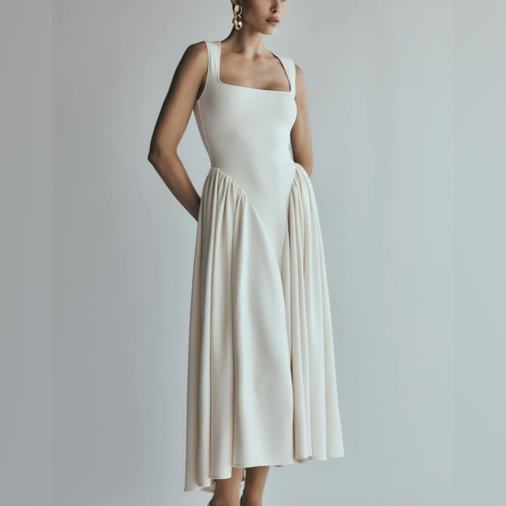 Meshki Sharon Scuba Jersey Midi Dress - Ivory